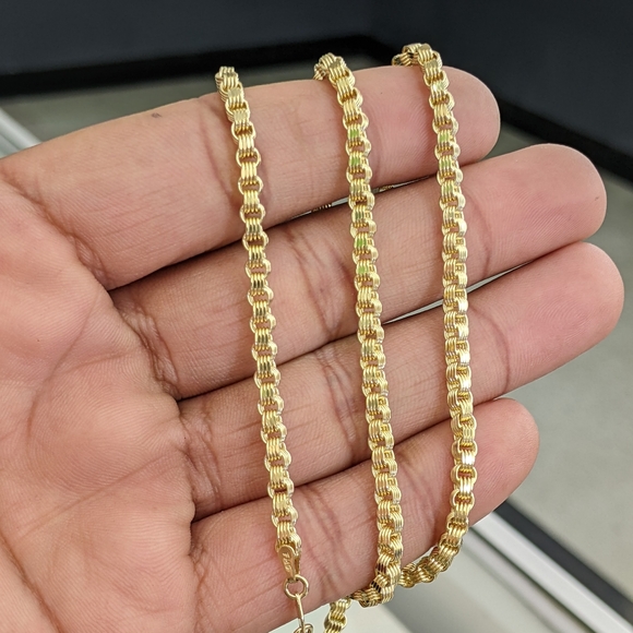 10kt Real Gold Byzantine Box Style Chain 3.3 MM 22 Inches - Picture 6 of 10